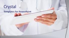  Presentation with digital healthcare - Colorful presentation theme enhanced with doctor using a digital tablet backdrop and a sky blue colored foreground