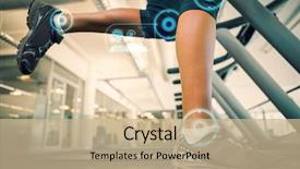  Presentation with running treadmill - PPT theme featuring side graphic - fit woman running background and a coral colored foreground