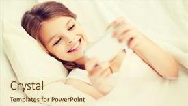  Presentation with mobile health - Colorful presentation theme enhanced with health technology and beauty concept backdrop and a cream colored foreground