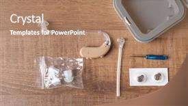  Presentation with hearing aid - Cool new slide deck with health tips - composition with hearing aid backdrop and a coral colored foreground