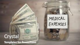  Presentation with hormone therapy medical concept - PPT theme featuring health tips - dollars and coins in glass background and a gray colored foreground