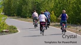  Presentation with cycling - PPT theme enhanced with health tourism - family cycling around the lake background and a light gray colored foreground