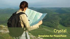  Presentation with marauders map - Colorful PPT layouts enhanced with health tourism - girl tourist read the map backdrop and a tawny brown colored foreground