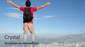  Presentation with health tourism - Audience pleasing presentation design consisting of health tourism - man with arms outstretched backdrop and a  colored foreground