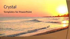  Presentation with seashore - Presentation design featuring health tourism - sunset on the seashore background and a white colored foreground
