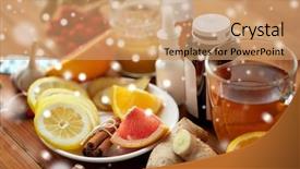  Presentation with traditional medicine medicine - Theme with health traditional medicine and ethnoscience background and a coral colored foreground