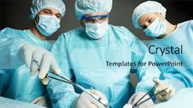  Presentation with lean operation management - Slides enhanced with health treatments - three surgeons working operation background and a arctic colored foreground