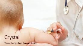  Presentation with injection - Presentation theme having health vaccines - doctor giving a child background and a lemonade colored foreground