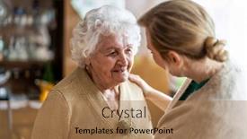  Presentation with health organisation during covid 19 - Amazing slide set having health-visitor-talking backdrop and a coral colored foreground