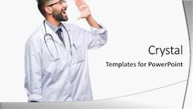  Presentation with doctor - Slide deck featuring health voice - adult hispanic doctor man background and a  colored foreground