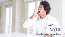  Presentation with doctor african - PPT layouts enhanced with health voice - african american doctor man background and a sky blue colored foreground