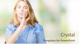  Presentation with medical hand - Audience pleasing PPT layouts consisting of health voice - beautiful young doctor woman wearing backdrop and a soft green colored foreground