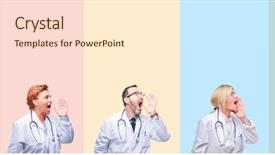  Presentation with professional - Slides having health voice - collage of professional doctors background and a  colored foreground