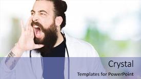  Presentation with medical robot hand and doctor - Cool new theme with health voice - doctor with long hair wearing backdrop and a  colored foreground