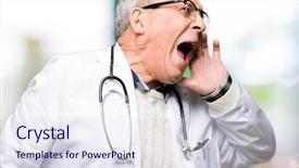  Presentation with health communication - Presentation design having health voice - handsome senior doctor man wearing background and a sky blue colored foreground