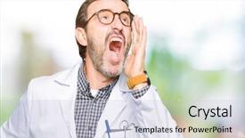  Presentation with scoliosis handwritten medical concept - Colorful PPT theme enhanced with health voice - middle age doctor men wearing backdrop and a light blue colored foreground