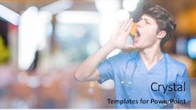  Presentation with medical robot hand and doctor - Colorful presentation theme enhanced with health voice - young doctor wearing medical uniform backdrop and a  colored foreground