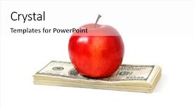  Presentation with health wealth - Presentation theme enhanced with health wealth - apple and dollars isolated background and a white colored foreground