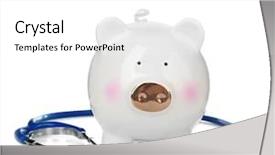  Presentation with piggy bank - Slide deck having health wealth - cute piggy bank with stethoscope background and a white colored foreground
