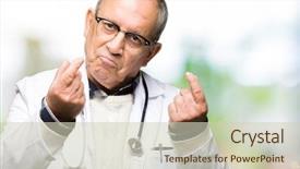  Presentation with medical business - Beautiful presentation design featuring health wealth - handsome senior doctor man wearing backdrop and a  colored foreground