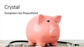  Presentation with pink and white - Audience pleasing PPT theme consisting of health wealth - pink piggy bank with stethoscope backdrop and a white colored foreground