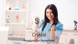  Presentation with worried young female college student - Cool new presentation theme with health wealth - young beautiful female doctor working backdrop and a lemonade colored foreground