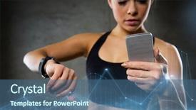  Presentation with heart rate - Slide set consisting of health wearable - sport fitness technology and people background and a ocean colored foreground