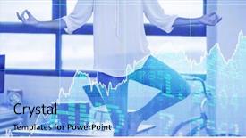  Presentation with health wellbeing - PPT theme having health wellbeing workplace - stocks and shares against female background and a light blue colored foreground