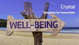  Presentation with well being for kids - Slides featuring health wellnes lifestyle - well-being wooden sign background and a cobalt blue colored foreground