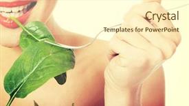  Presentation with health wellness - Theme featuring health wellness nutrition - beautiful caucasian woman eating fresh background and a cream colored foreground