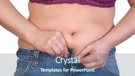  Presentation with fat - Cool new slide set with health wellness nutrition - woman with belly fat getting backdrop and a ocean colored foreground