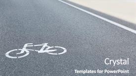  Presentation with asphalt pavement - Theme enhanced with public health up - bicycle sign on grey asphalt background and a gray colored foreground
