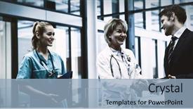  Presentation with shaking hands - Cool new theme with health wellness workplace - female doctor shaking hands backdrop and a light blue colored foreground