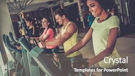  Presentation with cardio - Colorful PPT theme enhanced with health work - people exercising on a cardio backdrop and a coral colored foreground