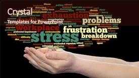  Presentation with workplace stress - Cool new presentation theme with health work depression problem backdrop and a wine colored foreground