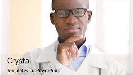  Presentation with colonoscopy african american patient - Presentation design consisting of health worker - handsome african american doctor background and a soft green colored foreground