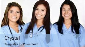  Presentation with nursing job - Beautiful PPT theme featuring health worker - minority nurse working at her backdrop and a  colored foreground
