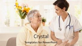  Presentation with senior worker - Amazing presentation theme having health worker - nurse measuring heartbeat of senior backdrop and a lemonade colored foreground