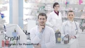  Presentation with team health - Beautiful slides featuring health worker - team of pharmacist chemist woman backdrop and a light gray colored foreground