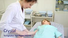  Presentation with pulse - Slide deck enhanced with health worker measures the pulse background and a sky blue colored foreground