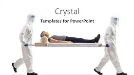  Presentation with hazmat - Colorful presentation theme enhanced with health-workers-in-hazmat-suits backdrop and a white colored foreground