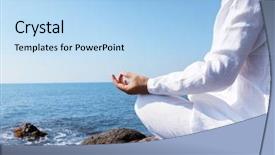  Presentation with relaxing - Slides enhanced with health zen - man relaxing on the beach background and a light blue colored foreground