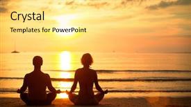  Presentation with yoga - Slide deck with health zen - young couple practicing yoga background and a yellow colored foreground