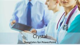  Presentation with female doctor - Presentation theme consisting of healthcare - attractive female doctor in front background and a light blue colored foreground