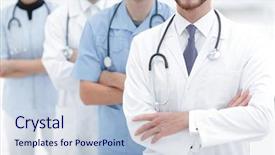  Presentation with group - PPT theme enhanced with healthcare - closeup a group of doctors background and a lemonade colored foreground