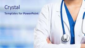  Presentation with healthcare - Beautiful slide set featuring healthcare - detail of a nurse uniform backdrop and a sky blue colored foreground