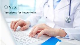  Presentation with diagnosis - Slide deck having healthcare - modern clinician inputting diagnosis background and a sky blue colored foreground