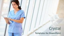  Presentation with digital hospital - Slide set consisting of healthcare - nurse using digital tablet background and a sky blue colored foreground
