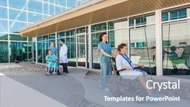  Presentation with wheelchairs - Colorful slides enhanced with healthcare - nurses and male doctor backdrop and a gray colored foreground