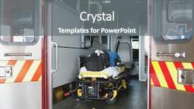  Presentation with fire truck - Amazing presentation theme having fire safety healthcare - paramedic's truck with open back backdrop and a gray colored foreground